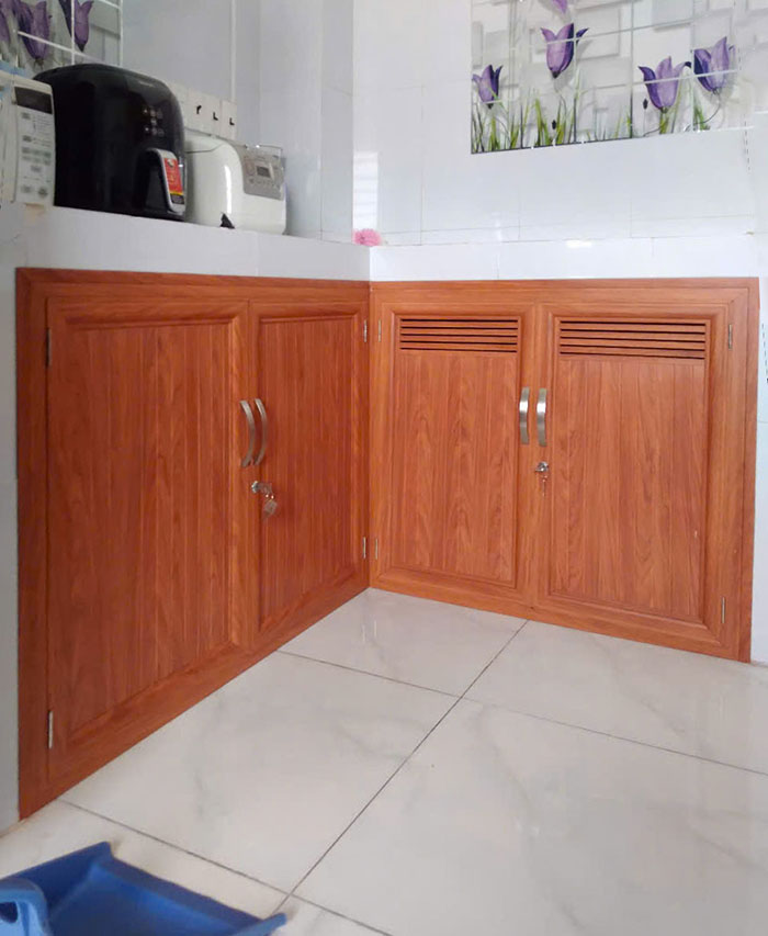 Tủ bếp nhôm kính dưới